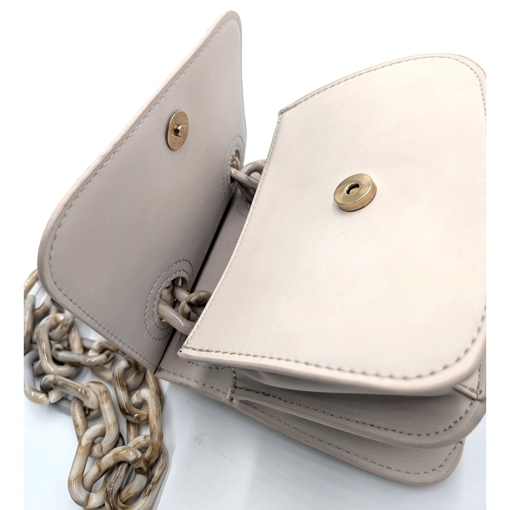 Studio 33 Woke OG Mini Flap Shoulder Bag Beige Acrylic Chain Strap
